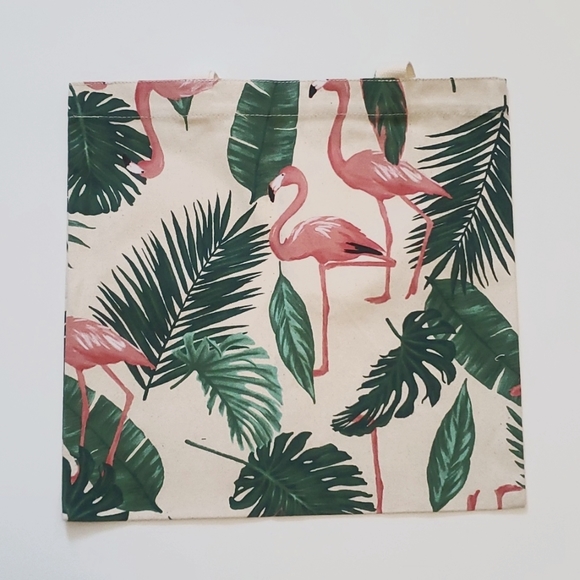 NWT Pink Flamingo Spa Tote Bag Heavy Duty Canvas Beach Bag - Picture 2 of 3